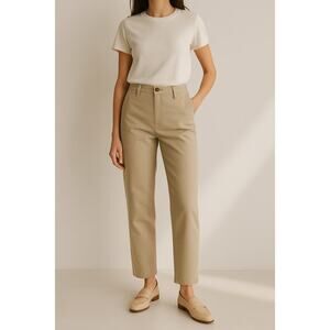 Chloé Beige Cotton Straight Leg Pants Women’s IT 36 High Rise Italy Holiday Gift